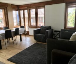 Modern living, kitchen area of ski holiday apartment Belvedere in Sauze d'Oulx